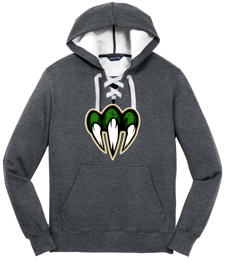 Grey Lace Up Hoodie with Claw Patch